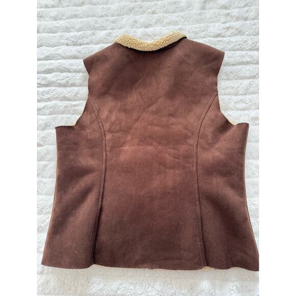 Lands' End Brown Lined Full Zip Sleeveless Vest M 10-12 - Picture 2 of 6
